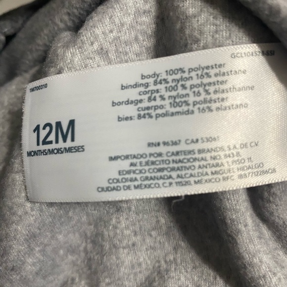 Osh Kosh Red Grey Pullover Fleece Color Block Half Zip Super Soft Size 12M - Picture 4 of 4